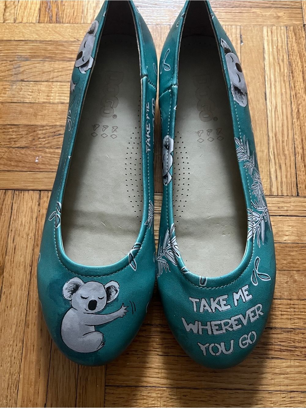 Teal Koala Graphic Ballet Flats - "Take Me Wherever You Go"